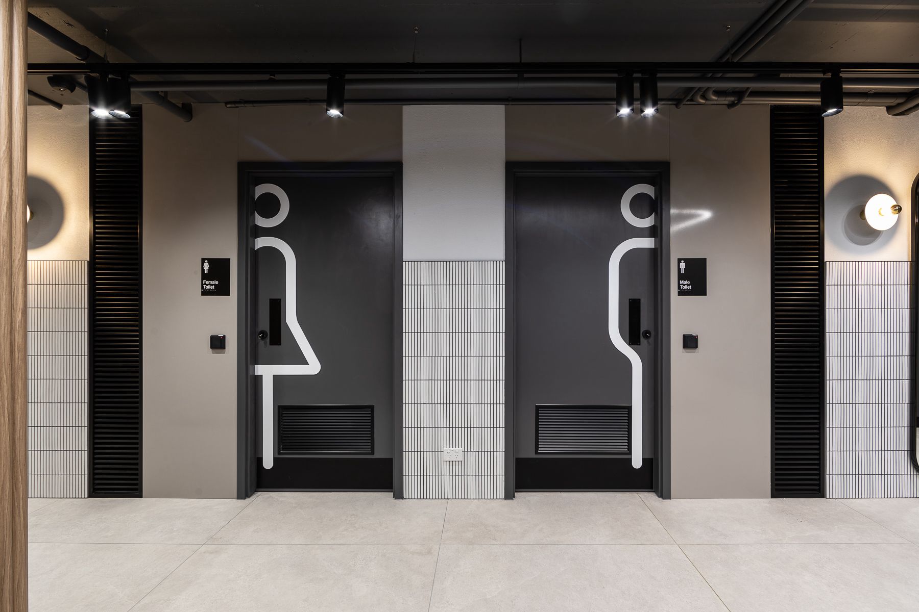 Toilet door wayfinding graphics