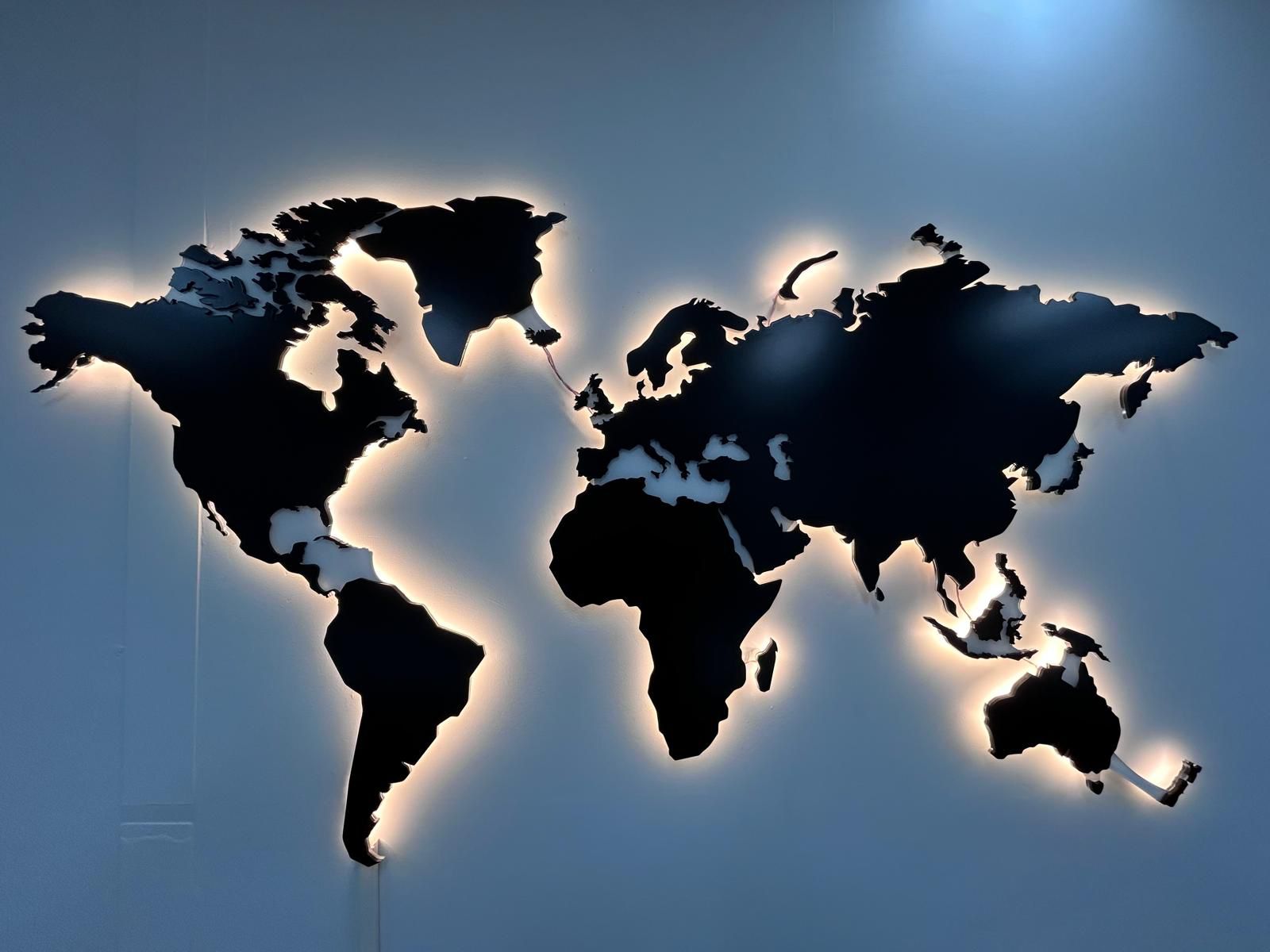 Illuminated world map feature sign, Perth